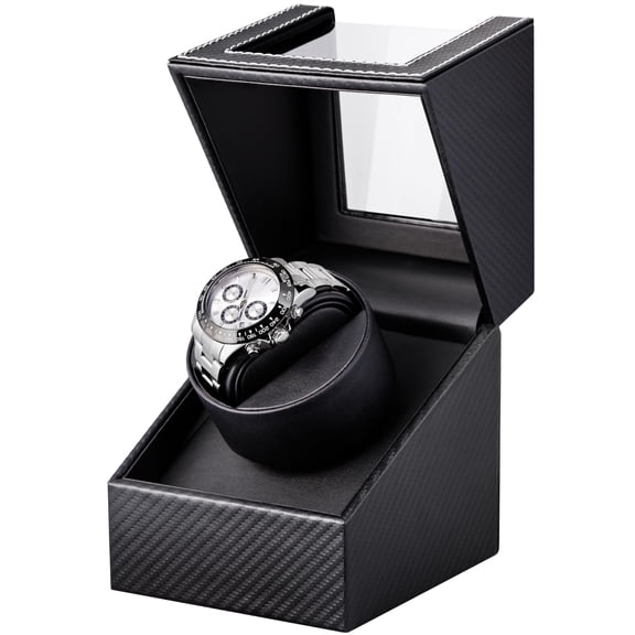Geemuslly Automatic Watch Winder, Single Rotating Watch Case with Japanese Silent Motor, Battery or AC Power, Compact Display Box for Men & Women’s Watches