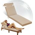 thumbnail image 1 of Geemuslly Outdoor Chaise Lounge Cushion 72x21 Inch With Headres - Waterproof Patio Chair Cushions Non-Slip with Ties, Fade Resistant for Pool Beach Garden Recliner,Beige,2Pcs, 1 of 8