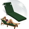 thumbnail image 1 of Geemuslly Outdoor Chaise Lounge Cushion 72x21 Inch With Headres - Waterproof Patio Chair Cushions Non-Slip with Ties, Fade Resistant for Pool Beach Garden Recliner,Dark green,2Pcs, 1 of 8