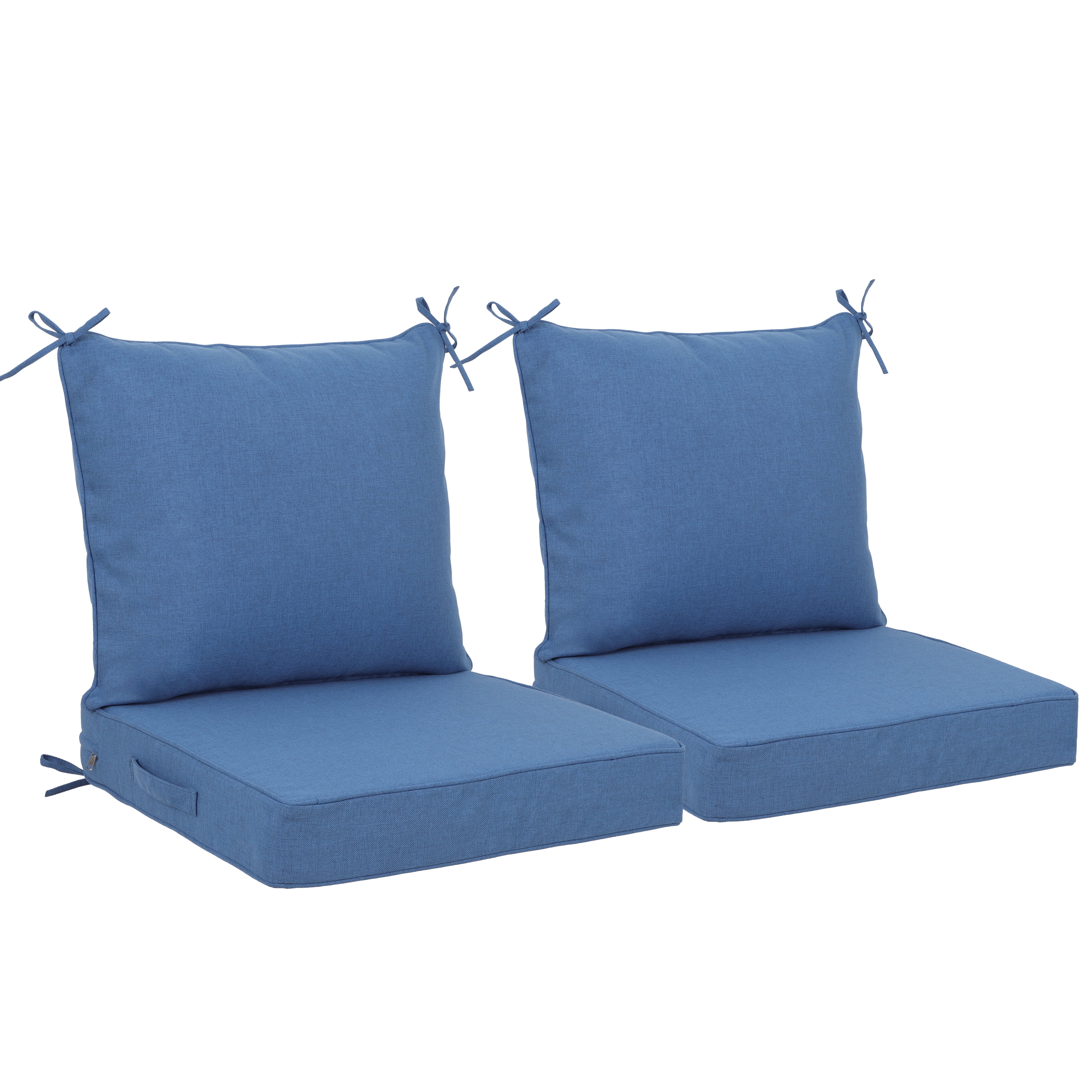 Geemuslly Outdoor Cushions for Patio Furniture 24 x 24 Inch, Double-Sided Waterproof Backrest and Deep Seat Cushion Set with Removable Cover,Navy Blue,Set of 2
