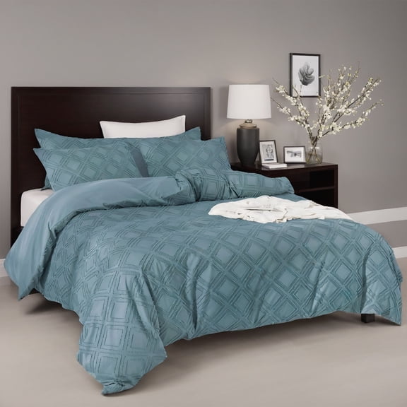 Geen checkered bedding set three-piece set, made of breathable and soft fabric, suitable for all seasons. It features hotel-grade minimalist design, perfect for use in bedrooms and guest rooms.