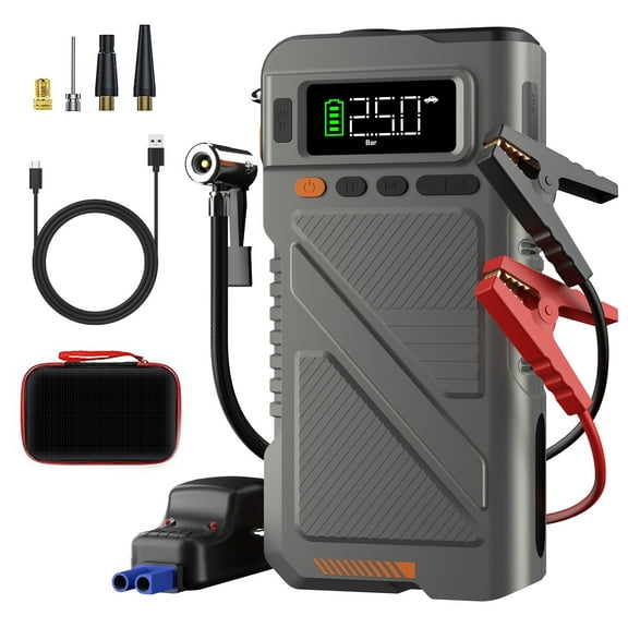 Geeneu 6000A Jump Starter with Air Compressor,Portable Car Battery Jump Starter (for All Gas or up to 12.0L Diesel) with 150PSI Digital Tire Inflator,12V Portable Battery Jump Box