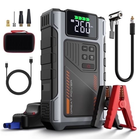 LAFISOON Portable Jump Starter with Air Compressor, 4000A Peak with 150PSI Tire Inflator, Jump Box for 12V Car Battery Power Booster Pack(Up 8.0L Gas/6.5L Diesel Engine)