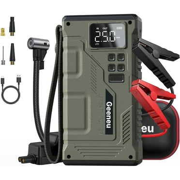 Geeneu Car Jump Starter with Air Compressor,5000A Battery Jump Starter with 150PSI Digital Tire Inflator for 9.0L Gas/7.5L Diesel,12V Portable Jump Starter Battery Pack