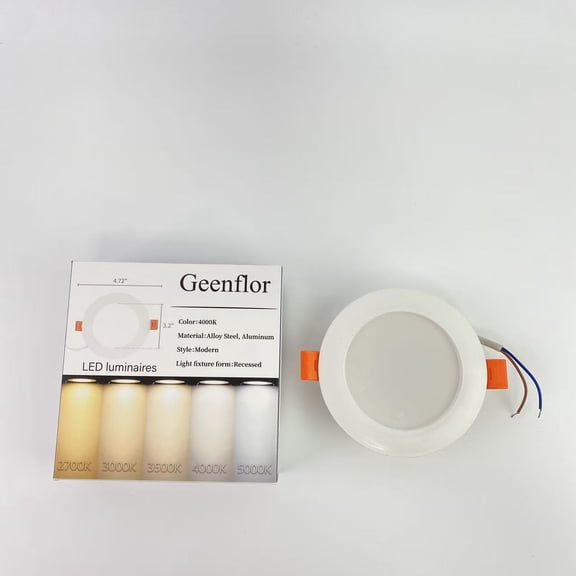 Geenflor LED luminaires,5CCT Ultra-Thin LED Recessed Ceiling Light with Junction Box, 9W Eqv 75W, Dimmable Can Light, 750LM High Brightness Downlight