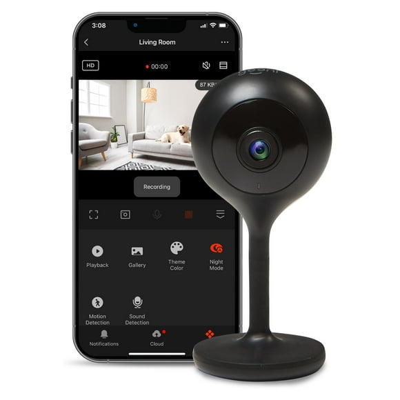 Geeni 1080p HD Video Surveillance Camera with Motion Detection, 2-Way Audio, Black