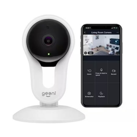 Geeni - Aware Indoor HD Wi-Fi Wireless Network Surveillance Camera - Black/White