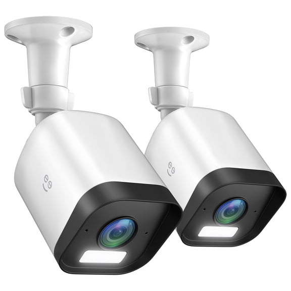 Geeni Hawk 3 4MP 2K Outdoor WiFi Security Cameras 2-Pack, Color Night Vision, IP65, 2-Way Audio