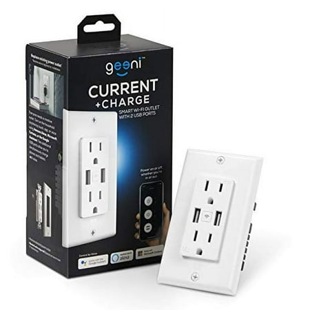 Geeni High Speed USB Charger Smart Outlet, White, 2 Outlets, 2 USB Ports - No Hub Required - Smart Outlet Works with Alexa, Google Assistant &, Requires 2.4 GHz Wi-Fi