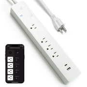 Geeni Multi Outlet Plug in, Smart 4 Outlet Wall Plug Plus 2 USB Ports, Surge Protector with 6 Ft Cord, WiFi Control, Alexa & Google Home Compatible, White