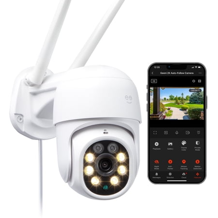 Geeni 2K Outdoor PTZ Security Camera, Wi-Fi, Motion Detection, Night Vision, Voice Control Compatible