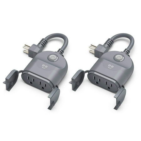 Geeni Outdoor Duo Smart WiFi Plug, Weatherproof, Timer, No Hub Required, 2 Outlets, 2-Pack