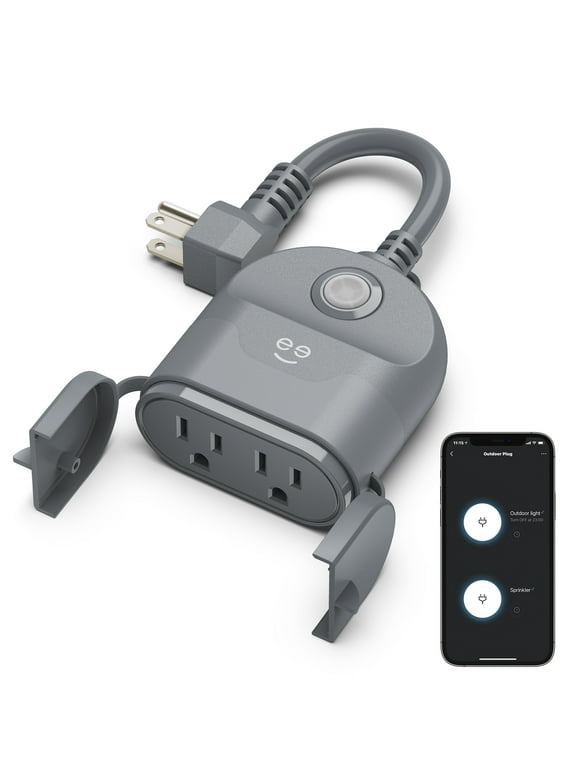 Geeni Outdoor Duo Wi-Fi Smart Plug, Weatherproof, No Hub Required, Wireless Remote Control and Timer -Smart Plug Compatible with Alexa, The Google Assistant (2 Outlets)