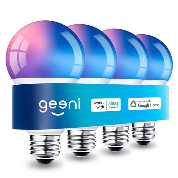 Geeni Prisma Plus LED 9W 60W Equivalent Tunable White General Purpose Light Bulbs, Dimmable 4 Pack