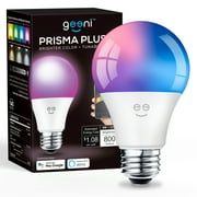 Geeni Prisma Plus 800 Wi-Fi LED Smart Light Bulb, Brighter Color & Tunable White (2700-6500K), 1-Pack, A19 60W, No Hub Required, Light Bulb Works with Alexa, Google Assistant,