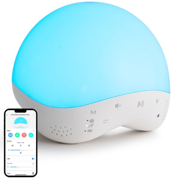 Geeni Rise & Shine - Smart Wi-Fi Kid's Training Light | Sleep Timer, RGB Color Nightlight, 25 Natural Sounds, Voice Control | Establish Healthy Sleep Habits for Kids