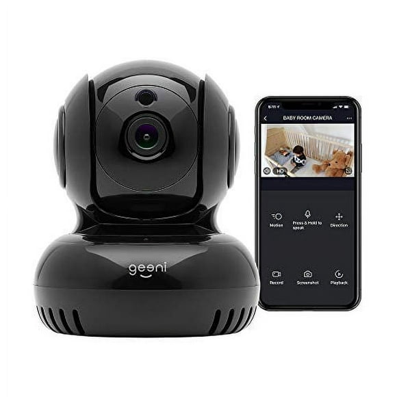 Geeni Sentinel 1080p Smart Indoor Security Camera | Pan/Tilt/Zoom, Motion Zones, Night Vision | 2-Way Talk | Alexa & Google Home Compatible (Black)