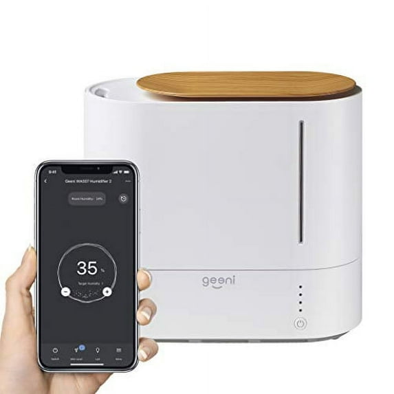 Geeni, Soothe Wi-Fi Smart Humidifier, Quiet Ultrasonic Cool Mist Humidifier with Humistat Humidity Control, Essential Oil Diffuser, App Control, Compatible with Alexa and Google Assistant