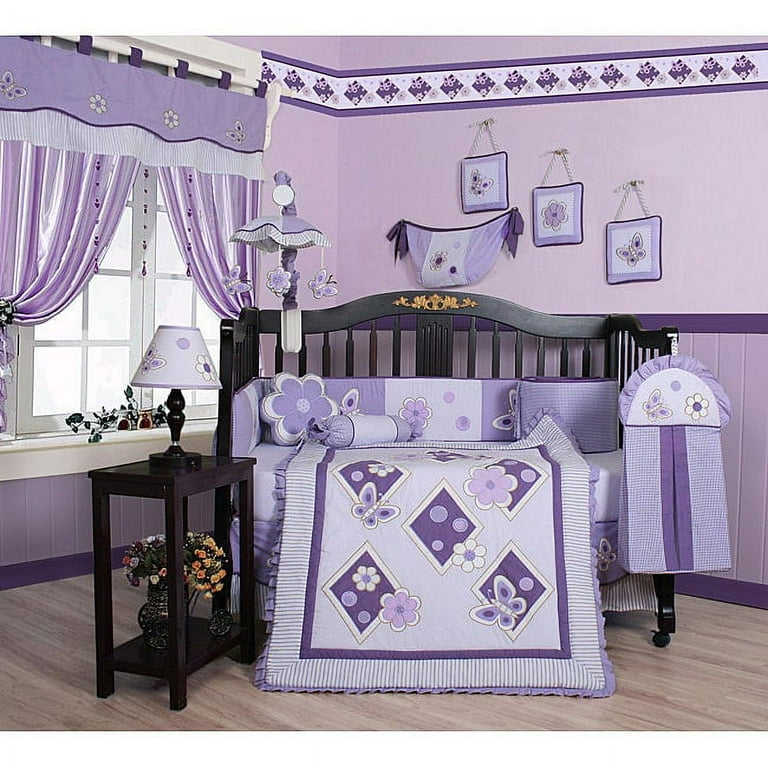 Geenny Lavender Butterfly 13 piece Crib Bedding Set Walmart