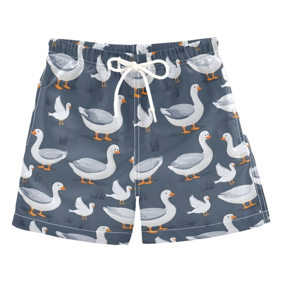 Geese Bird Pattern Swim Trunks Quick Dry Beach Pool Board Shorts Lightweight Stylish Print Sizes 2T to XL