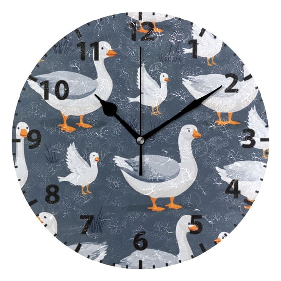 Geese Bird Pattern Wall Clock 10in Round Artistic Oil Painting Home Decor Desk Table Clock