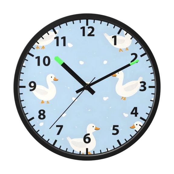 Geese Dot Pattern Wall Clock 12 Inch Voice Activated Night Light Silent Non Ticking