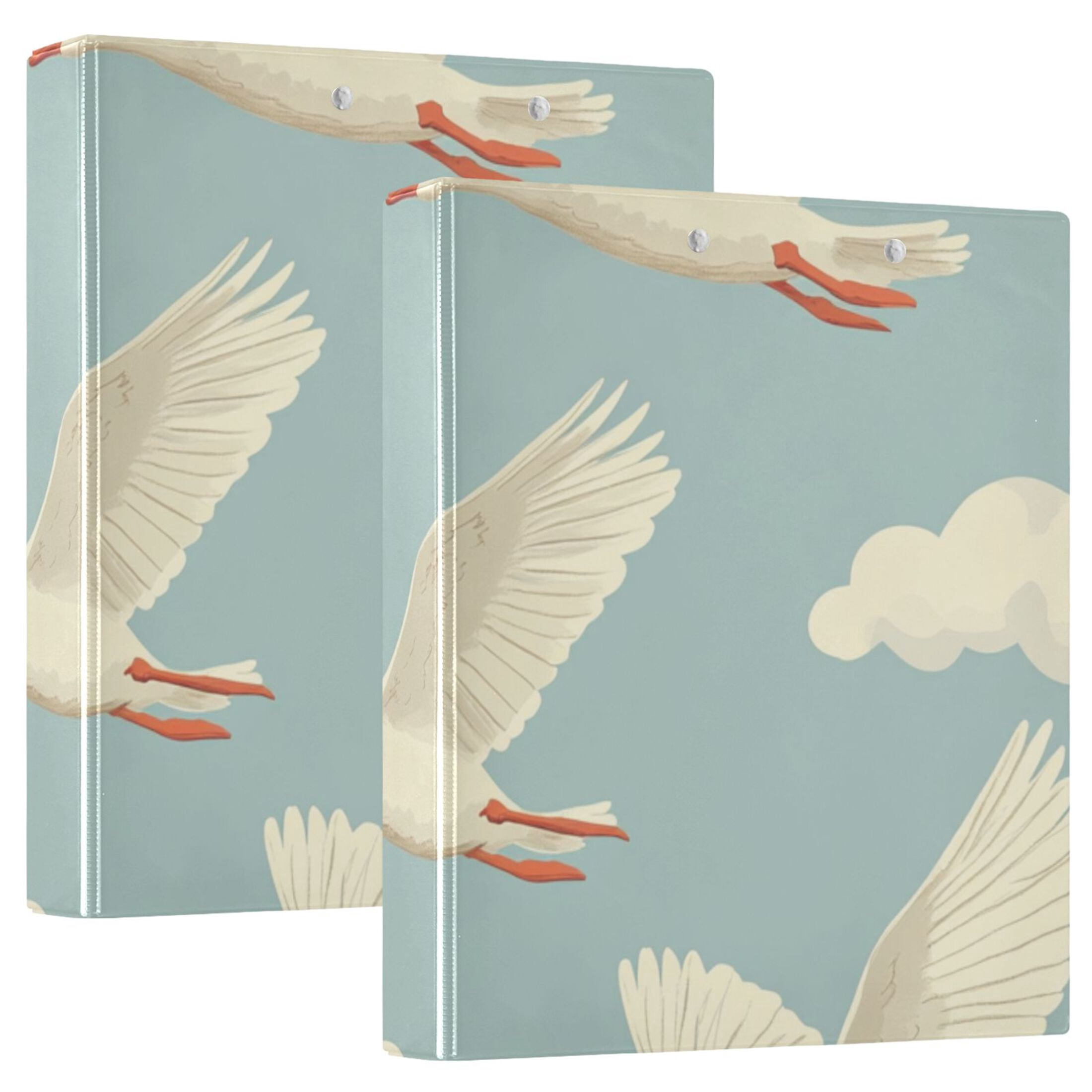 Geese Fly 3 Ring Binders 1.5 inch Hardcover File Folders with Interior Pockets A4 Size Organizer for School Office Hospital