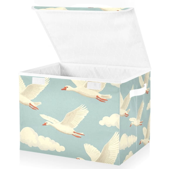 Geese Fly Storage Basket for Shelves Foldable Container Organizer for Organizing Toys Clothes Books with Handles