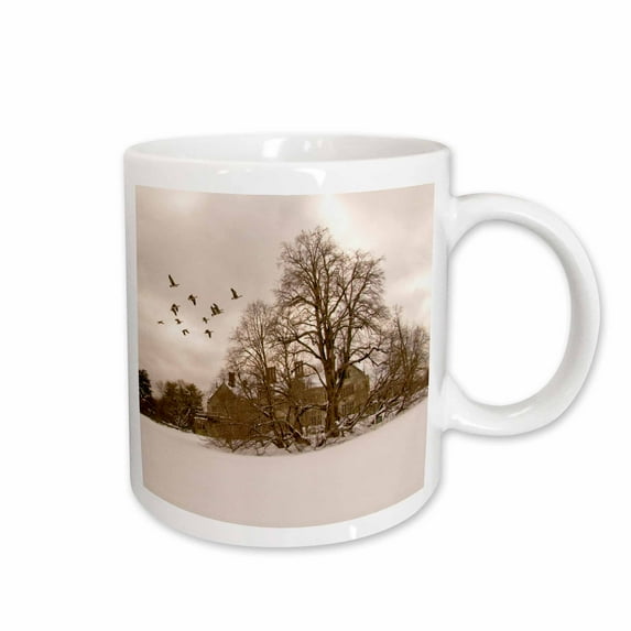 3drose, Geese Flying Over the Snow, 15oz Mug