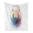 thumbnail image 1 of Geese Soft Flannel Fleece Throw Blanket, Hand Drawn Watercolor Goose Colorful Portrait Artwork Wild Animals, Cozy Plush for Indoor and Outdoor Use, 50" x 70", Multicolor, by Ambesonne, 1 of 5