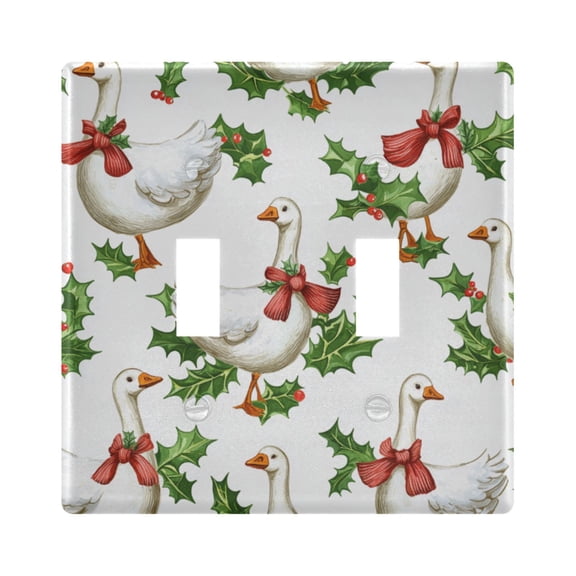 Geese in Christmas Leaves Light Switch Cover Electrical Outlet Cover Replaceable Wall Plates 2-Gang