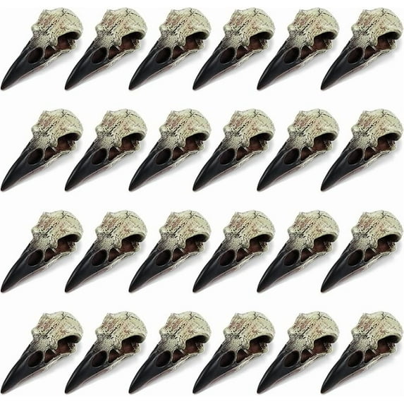 Geetery 8 Pcs Halloween Raven Skull Figurine Scavenger Gothic Crow Hanging Wall Sculpture Resin Raven Skull Statue for Home Faux Bird Bone Jewelry Necklace Decor (2.36 Inch)