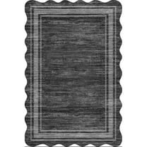 Geetinfly 10*13FT Area Rugs 1200Gsm 100% Polyester Rug 350Gsm Velvet Weight Pearl Velvet Washed Back Folded Imitation Print Carpet - Modern - Plain Black tone