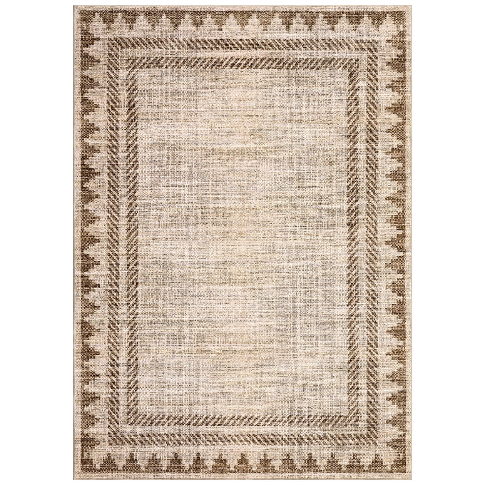 Soft Polyester Rugs Geetinfly 10 x 13 ft Beige Brown Rectangular Polyester Bedroom Living ...