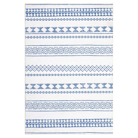 Geetinfly 10 x 13 ft Polyester Pearl Velvet Blue Rectangular Hallway Bathroom Entryway Kitchen Office Foldable Geometric Rhombus Printed Modern Washable Area Rug