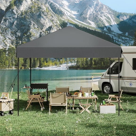 Geetinfly 10x10Ft Folding Canopy Tent,Pop Up Canopy with 3 Adjustable Height,Portable Outdoor Shade Patio Shelter Instant Shelter Tent,for Patio Deck Garden Beach,Grey