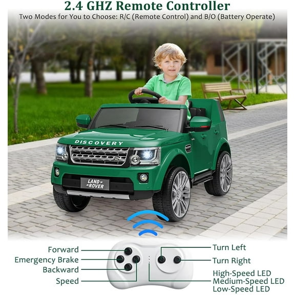 Geetinfly 12V Ride on Car,2 Seater Ride on Toys with 4 Wheels Shock Absorbers & 3 Adjustable Speeds,Soft Start & Multi-Point seat Belts Remote Control & Bluetooth for 3-8Y,Green