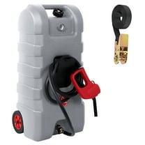 Geetinfly 15 Gallon Portable Fuel Storage Tank with Manual Siphon Pump and 10FT Hose, Wheeled Gas Caddy for Diesel and Gasoline
