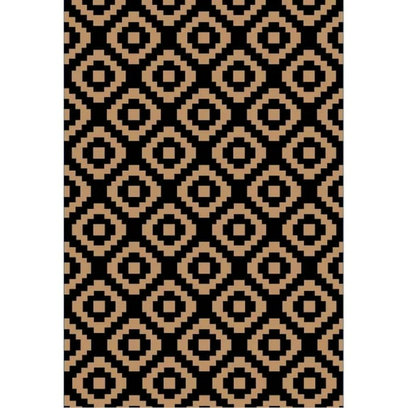 Geetinfly 18FT Area Rugs Area Rug Outdoor Plastic Checkered Rug Waterproof Outdoor Patio Rug black+Brown+