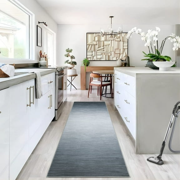 Geetinfly 2*6FT Area Rugs 100% Polyester Rug 260gsm fleece flannel Cotton TPR washed folding carpet - Style gradient grey