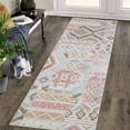 thumbnail image 1 of Geetinfly 2*6FT Area Rugs 2in*6in Boho Tribal Runner Rug Patchwork Distressed Runners Bedside Kitchen Laundry Rug Non-Slip Low Pile Rug Pink Blue Pink, 1 of 7
