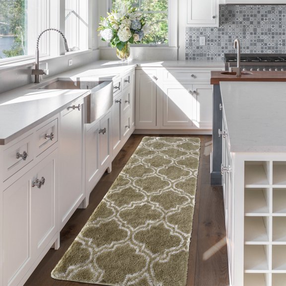 Geetinfly 2*8FT Area Rugs 650gsm Silk Wool 100% Polyester Rug 7mm High rebound sponge point plastic back carpet - Geometry - square brown