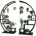 thumbnail image 1 of Geetinfly 2 Pcs 5-Tier Metal Plant Stand Indoor,Half Moon Shape Tall Garden Plant Holder,Garden Patio Decor,Brown, 1 of 7