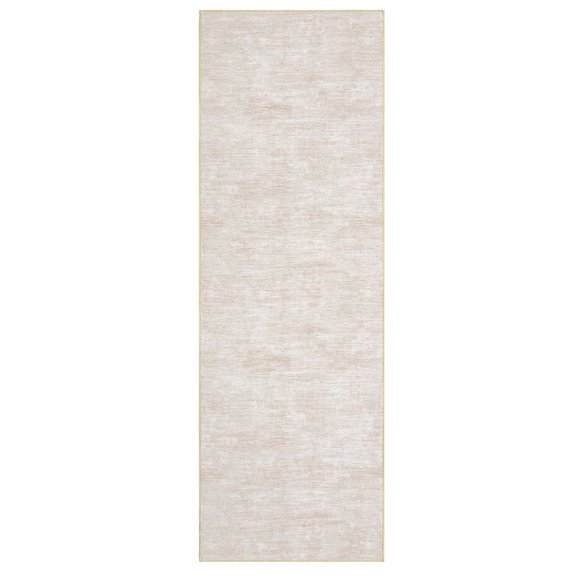Geetinfly 2 x 10 ft Polyester Beige Taupe Rectangular Hallway Kitchen Entryway LaundrySolid Modern Machine Washable Runner Rug
