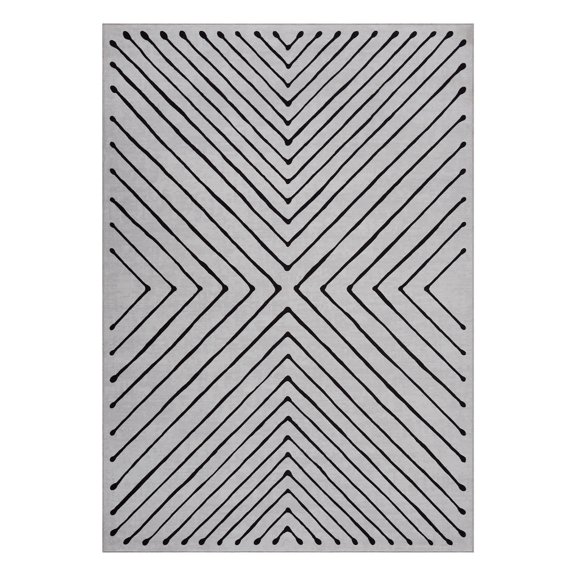 Geetinfly 2 x 6 ft Polyester Beige Rectangular Hallway Entryway Bathroom Kitchen Geometric Stripped Lines Print Modern Machine Washable Runner Rug