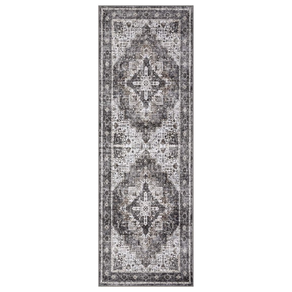 Geetinfly 2 x 6 ft Polyester Pearl Velvet Camel Rectangular Hallway Bathroom Entryway Kitchen Office Foldable Flower Printed Persian Washable Area Rug