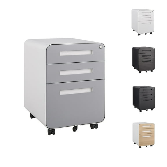 Geetinfly 3 Drawer Mobile File Cabinet With Lock, Metal Under Desk Rolling Filing Cabinets, Fully Assembled 5-wheel Office Cabinet For Home Office Letter/Legal/A4