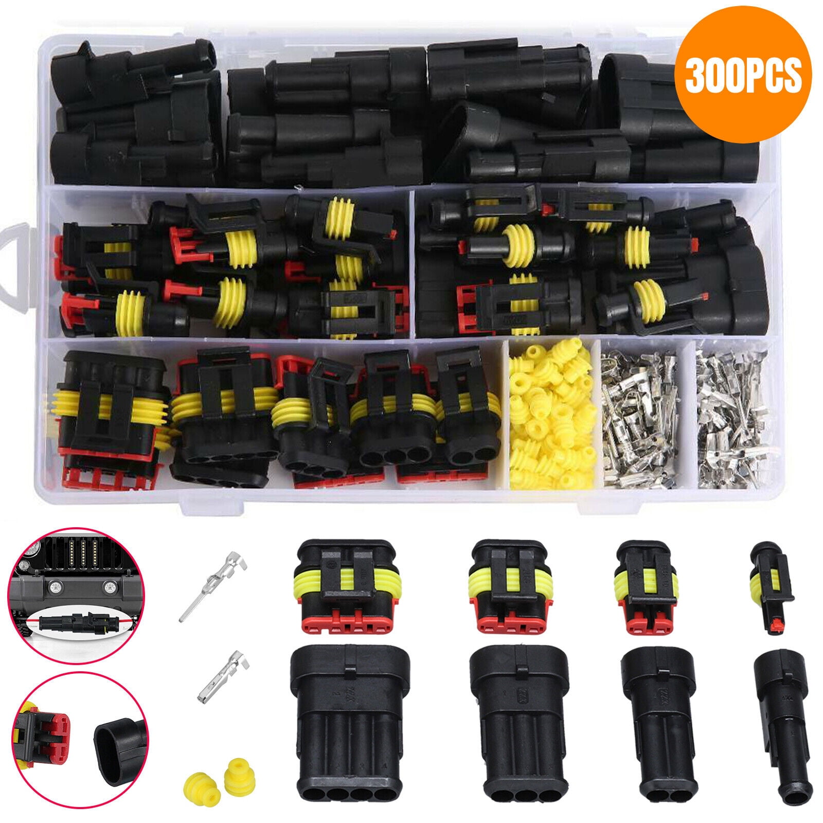 Geetinfly 300Pcs Automotive Electrical Wire Connector Plug Kit 1/2/3/4 ...