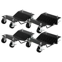 Geetinfly 4 Pc Black Heavy Duty Car Dollies, Wheel Dolly Set with 3.5" Steel Casters & Anti-Slip Rails for Moving Cars
