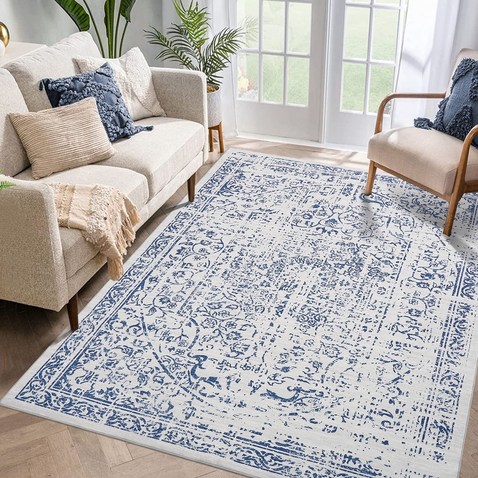 Washes Rugs Geetinfly 5*7FT Area Rugs 100% Polyester Rug 350Gsm Velvet Weight Pearl ...